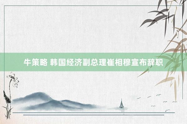 牛策略 韩国经济副总理崔相穆宣布辞职